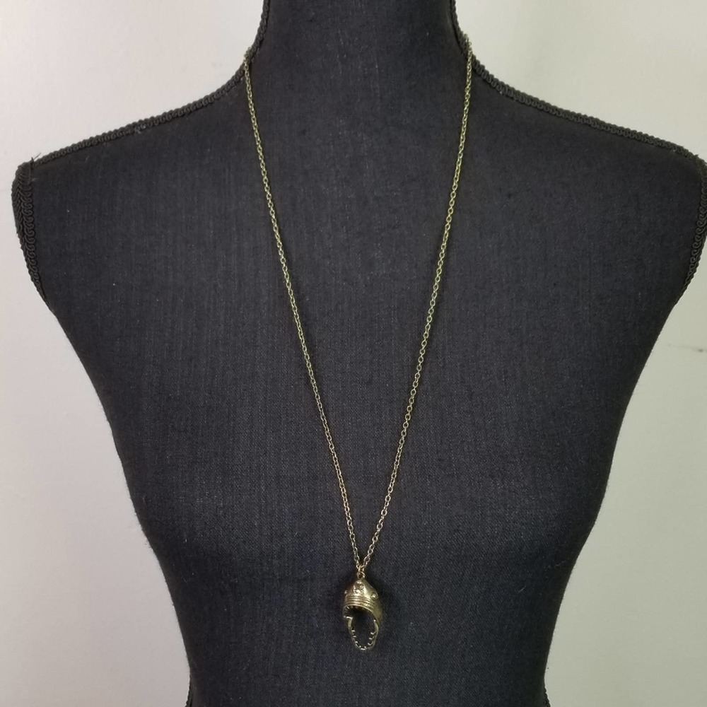 Long Length Necklace With Shark Pendant